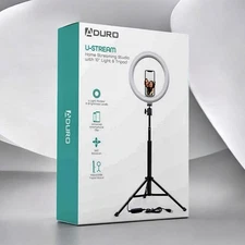 Aduro U-Stream 10" fully adjustable Ring Light w Phone Mount AND Tripod Stand