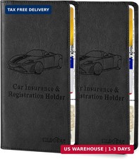 2Pack Leather Car Registration and Insurance Card Holder, Car Document Holder fo