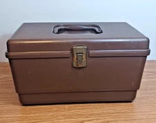 Vintage Excelsior Brown Plastic Sewing Box Case with Tray