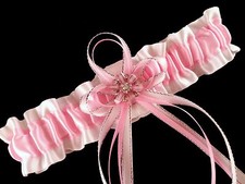Pretty In PINK Silver and WHITE GARTER Prom Wedding Bridal PIN UP Vintage Chic