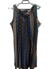ILE Shift Dress Sleeveless Stretch Blue Size 18 Lined New York Wavy Unstructured