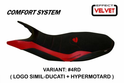 Ducati Hypermotard 821  Tappezzeria Italia Red Seat cover Anti slip Design