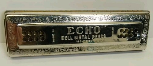 The Echo Harp Harmonica M Hohner Double Sided Key C/G Made In Germany 56/96 Rare - Picture 3 of 21