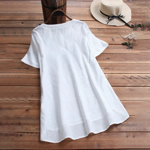 Plus Size Women Tunic Ladies T Shirt Summer Casual Short Sleeve Blouse Tee Tops - Picture 4 of 14