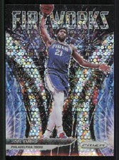 2021-22 Panini Prizm Fast Break Joel Embiid Fireworks Silver Disco Prizm #13