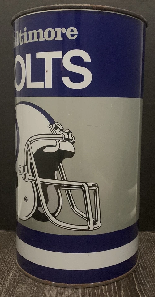 Capacete de futebol vintage Baltimore Colts lata de lixo de metal década de 1970 19” - Imagem 4 de 4
