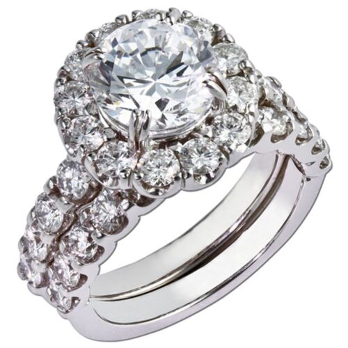 Anillo de boda de diamantes IGI GIA creado en laboratorio corte redondo 950 platino 1,60 quilates 5 6 7 - Imagen 1 de 8