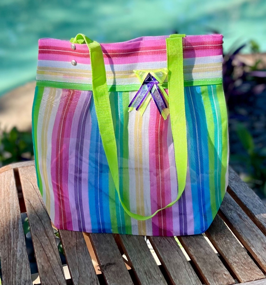 Rainbow Mexican Market Bag - Cute Artisan Reusable Mesh