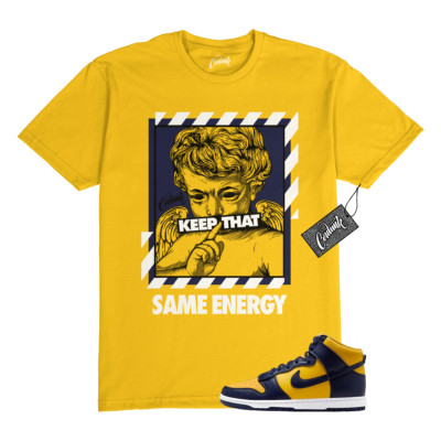 Dunk Michigan 2025 Varsity Maize Yellow Midnight Navy T Shirt Match ENERGY