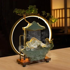 Indoor waterfall Fountain Tabletop Fountain W/ Lights Waterfall Decor W/Pump 10W