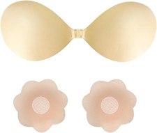 Klebe BH Push Up, Unsichtbarer Bh,Tr&auml;gerloser BH Mit 1 Paar Nippelpads, F&uuml;r Aall