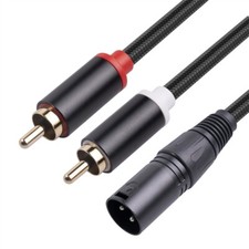 3-Pin XLR Male To 2-RCA Male Microphone Audio Cable Y Adapter Converter 1M 2M