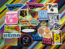 vtg 1980s 90s Asstd. surf street sticker - OP Nose Guard HIC Hot Tuna Wave Rebel
