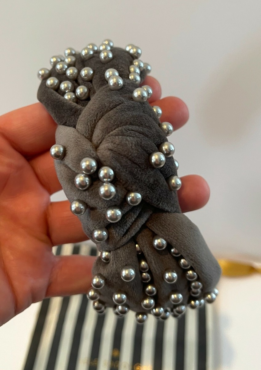 LELE SADOUGHI GRAY GREY KNOTTED HEADBAND VELVET EMBELLISHED  display picture 2