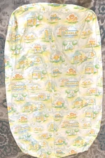 1983 Kendall Company Baby Crib Sheet Yellow Ducks Bears Rabbits Giraffes Lions