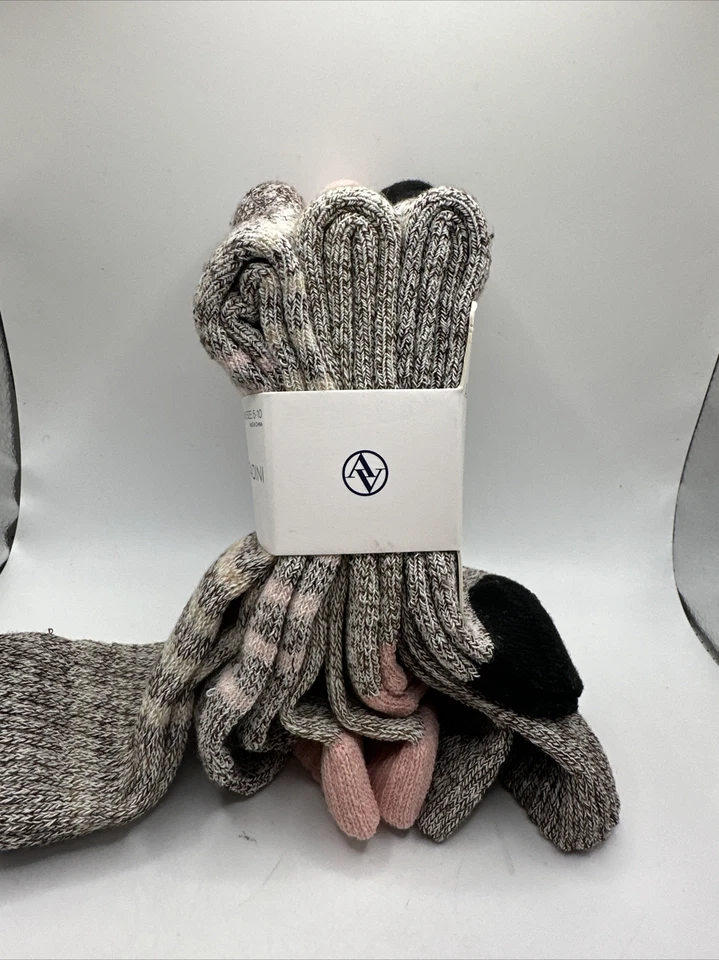 Meias Bota Feminina Adrienne Vittadini Sapato Tamanho 5-10 3 Pares Rosa + Preto NOVO - Imagem 3 de 4