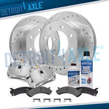 Front Drilled Rotors Calipers Brake Pads for Silverado Sierra Express 2500 3500