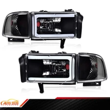 Fit For Dodge 1994-2002 Ram 1500 2500 3500 Headlights Lamps LED Tube C Light Bar