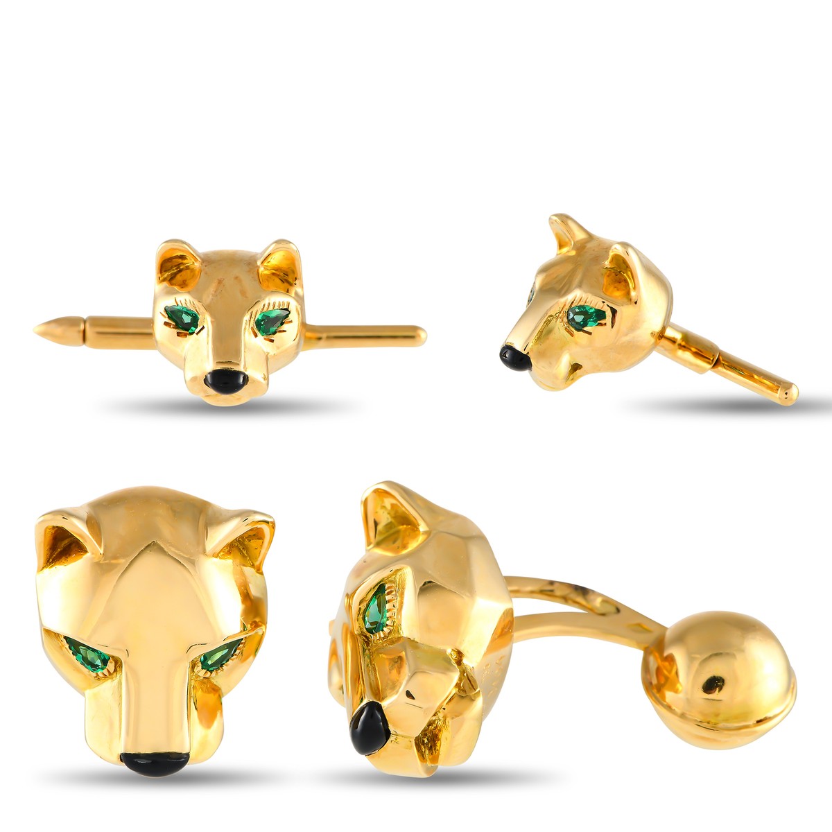 Cartier Panthere 18K Yellow Gold Cufflinks and Tuxedo Button Set