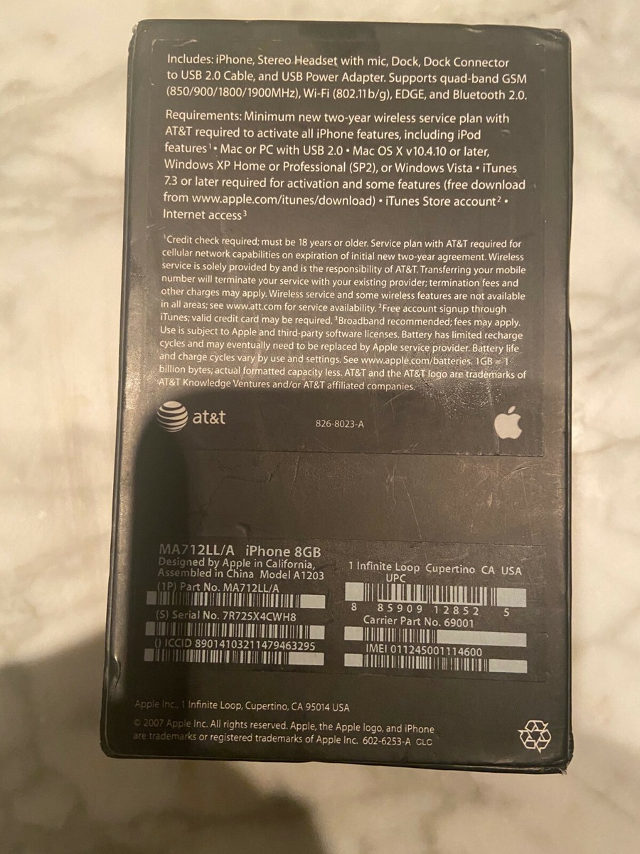 Rare Collectable 1st Gen Apple iPhone 2G 8GB w/ Original Box