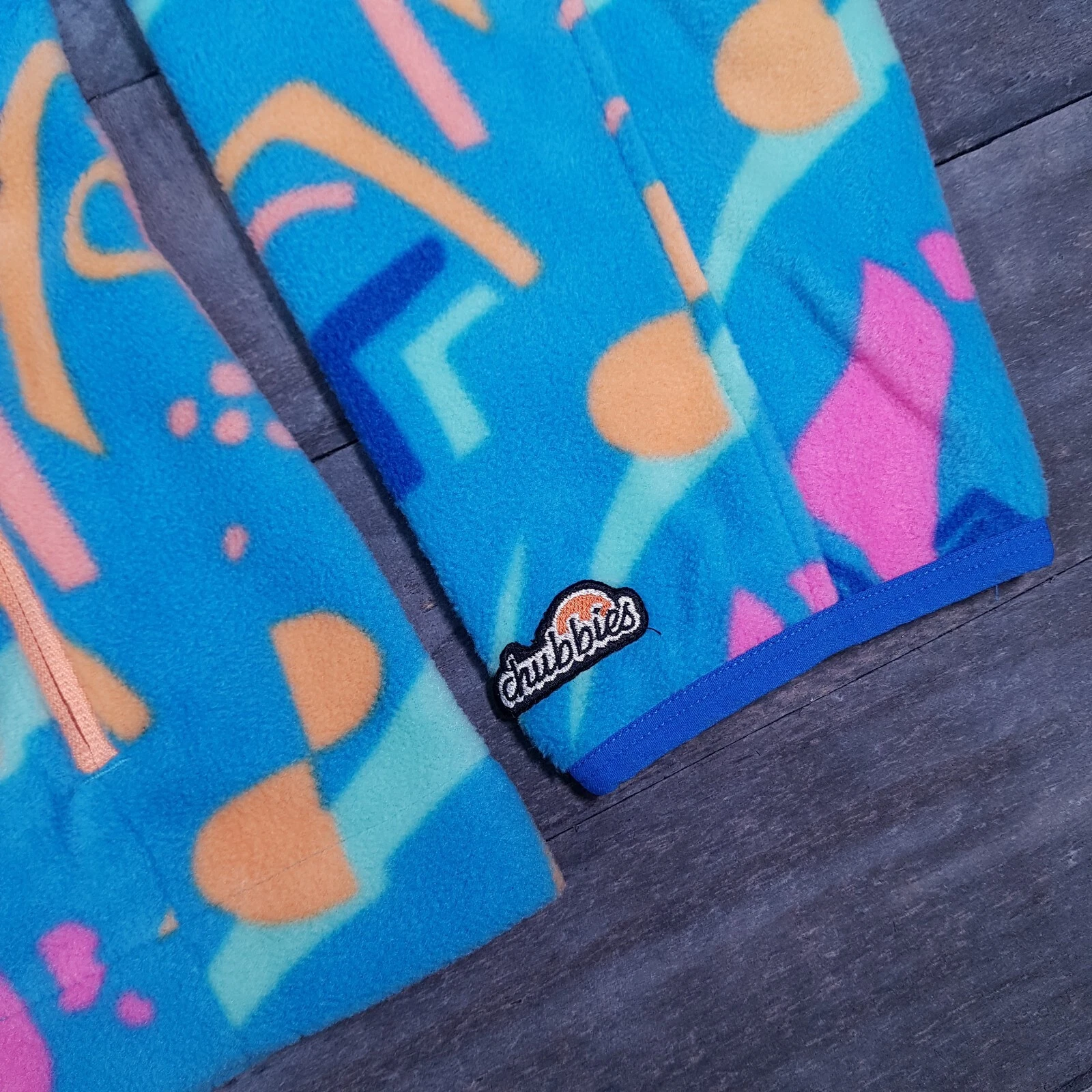 CHUBBIES The Apres Party 1/4 Zip Fleece Sweater Jacket Mens Size 2XL Blue Pink image 3