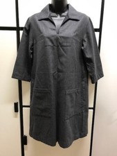 Margaret Howell S Sweater Dress Wool Charcoal Gray Open Shirt Collar Minimalist