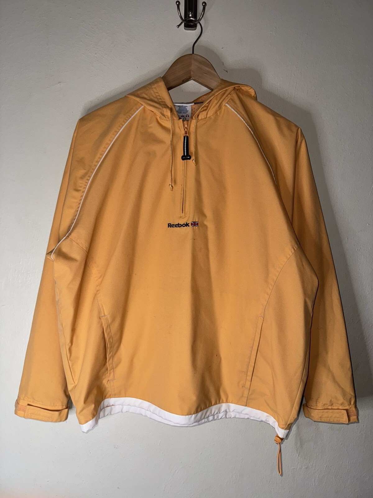 Vintage Reebok Windbreaker Men’s Size Medium Orange Quarter Zip 23.5x25