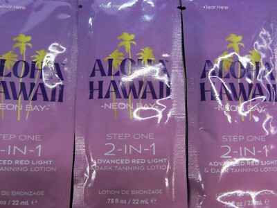 3 PACKETS ALOHA HAWAII NEON BAY 2-IN-1 TANNING LOTION BY TAN ASZ U