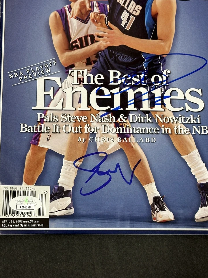 Steve Nash & Dirk Nowitzki Signed Sports Illustrated Magazine Mavericks JSA COA - Image 2 of 2