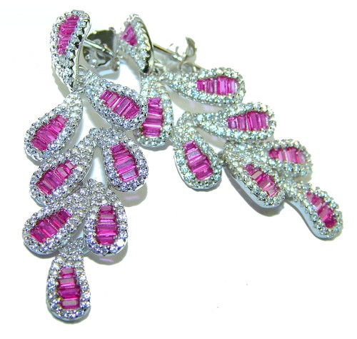 Gabriela authentic Ruby .925 Sterling Silver handcrafted Statement earrings