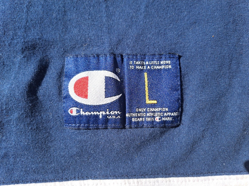 Champion tshirt bande loggate vintage 90S fatta in Italia 100% cotone taglia L - Foto 5 di 9