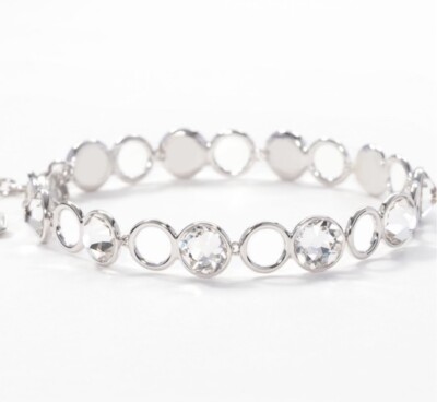  Touchstone Crystal Bracelet Clear Rhodium 7 1/4  Adjustable New Condition