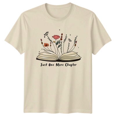 Just One More Chapter Floral Book T-Shirt, Reading Lover Tee