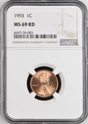 1993  1C RD  Lincoln Memorial One Cent  NGC MS69RD  6697139-003