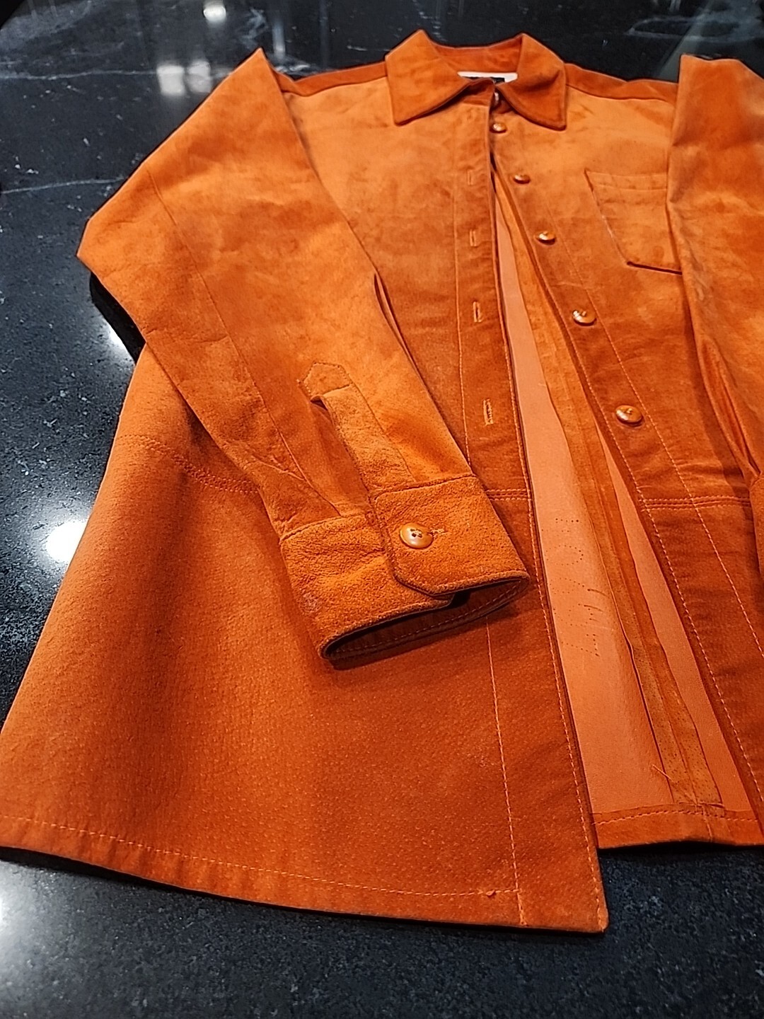 MLC Orange Leather Jacket Button Down - image 2