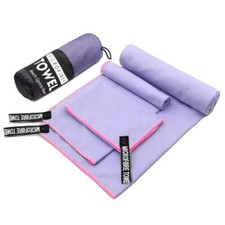 NNEOBA 3 Piece Towel Set for Fitness  Bath Purple 