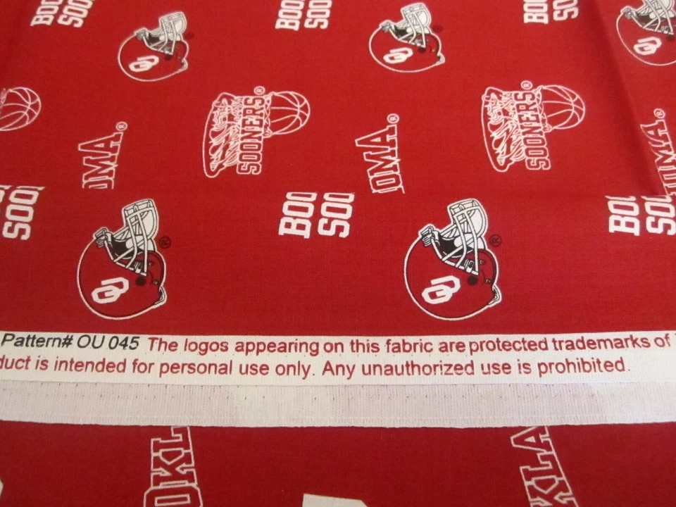 Tela de algodón Oklahoma Boomer Sooners deportes fútbol baloncesto 1 yarda x 44 Foto 3 de 4