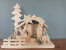 Image of Handmade Wooden Nativity Scene, Christmas Decoration, Xmas Nativity Decor, Hand