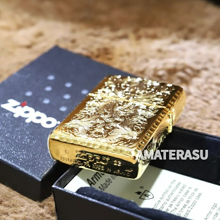 Zippo Armor Case Arabesque 5 Sided Gold Plating Lighter King