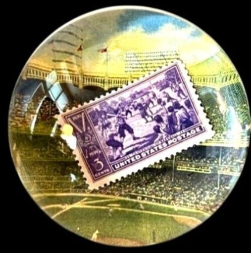 Rare, Baseball Memorabilia, Centennial of Baseball, Paperweight, 1939 Comm.stamp