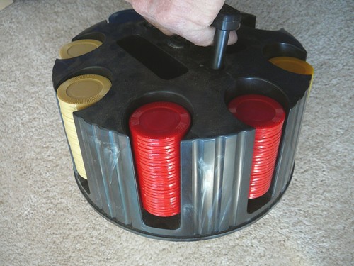PACIFIC GAMES Vtg 1960s REVOLVING POKER CHIP RACK MARBELIZED PLASTIC - IOB - Imagen 7 de 10