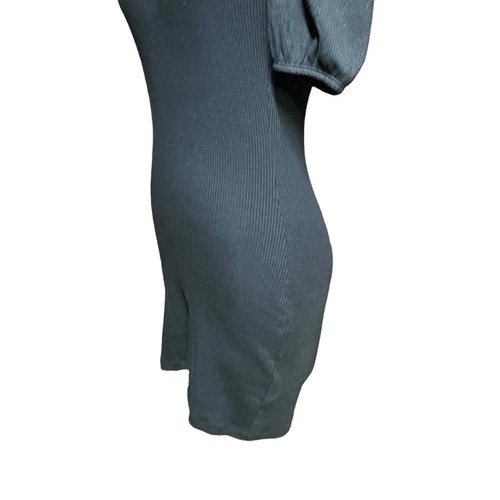 Aritzia Sunday Best Angel Mini Dress Bodycon Puff-Sleeve Ribbed Black Size Small - Picture 6 of 12