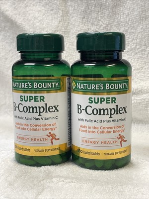 2 Nature s Bounty Super B Complex Vitamin C & Folic Acid 150 Tablets Exp. 08/25
