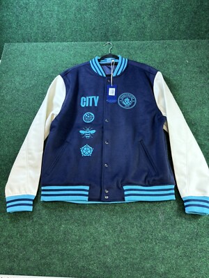 Men's Navy Manchester City Supporter's Full-Snap Varsity Jacket