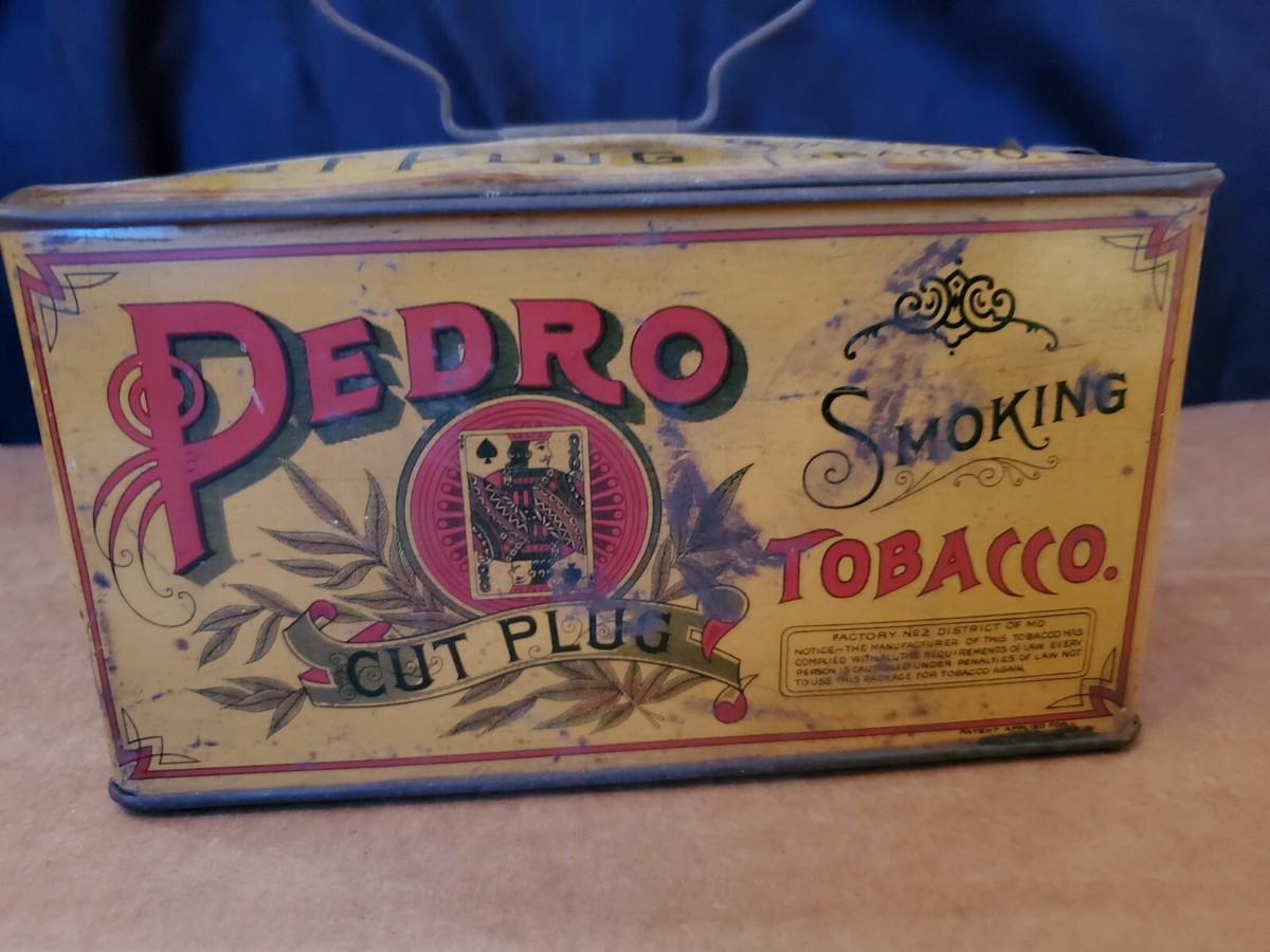 antique tobacco tins Rare old lunch box Pedro Smoking Tobacco Tin original antique cut plug MINT  !