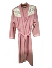 Robe Vtg Apostrophe Full Length House Coat Sz L Embroidery Belt Union Tag