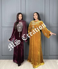 Sale Velvet Moroccan Dubai Kaftan Abaya Wedding Dress Very Fancy Long Gown 492