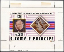 Sao Tome & Principe Sc576 Rowland Hill, Diving, Original Drawing Proof