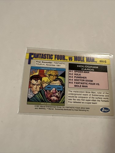 1991 Marvel Universe Series 2 Trading Cards Hologram Insert FANTASTIC FOUR H-5 - Picture 12 of 15