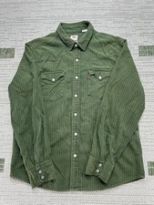 Levi's Denim Pearl Snap Shirt Mens Medium Green Cotton Button Up